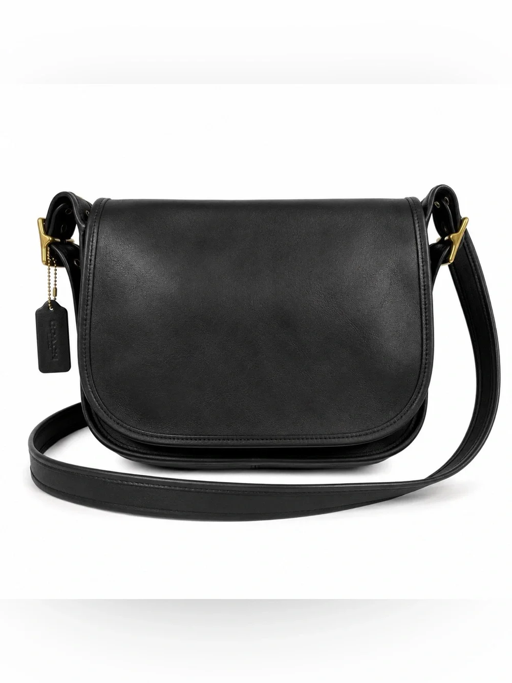 Vintage Coach Legacy Patricia 9951 Black Leather Saddle Crossbody Bag USA Era - Picture 1 of 16